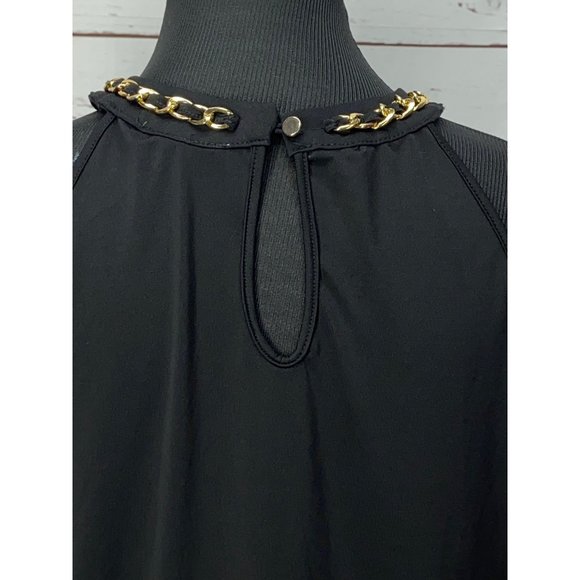 Lavish Black Gold Embellished Neck Women's Size Large Halter Style Flowy Elegant - Picture 4 of 8